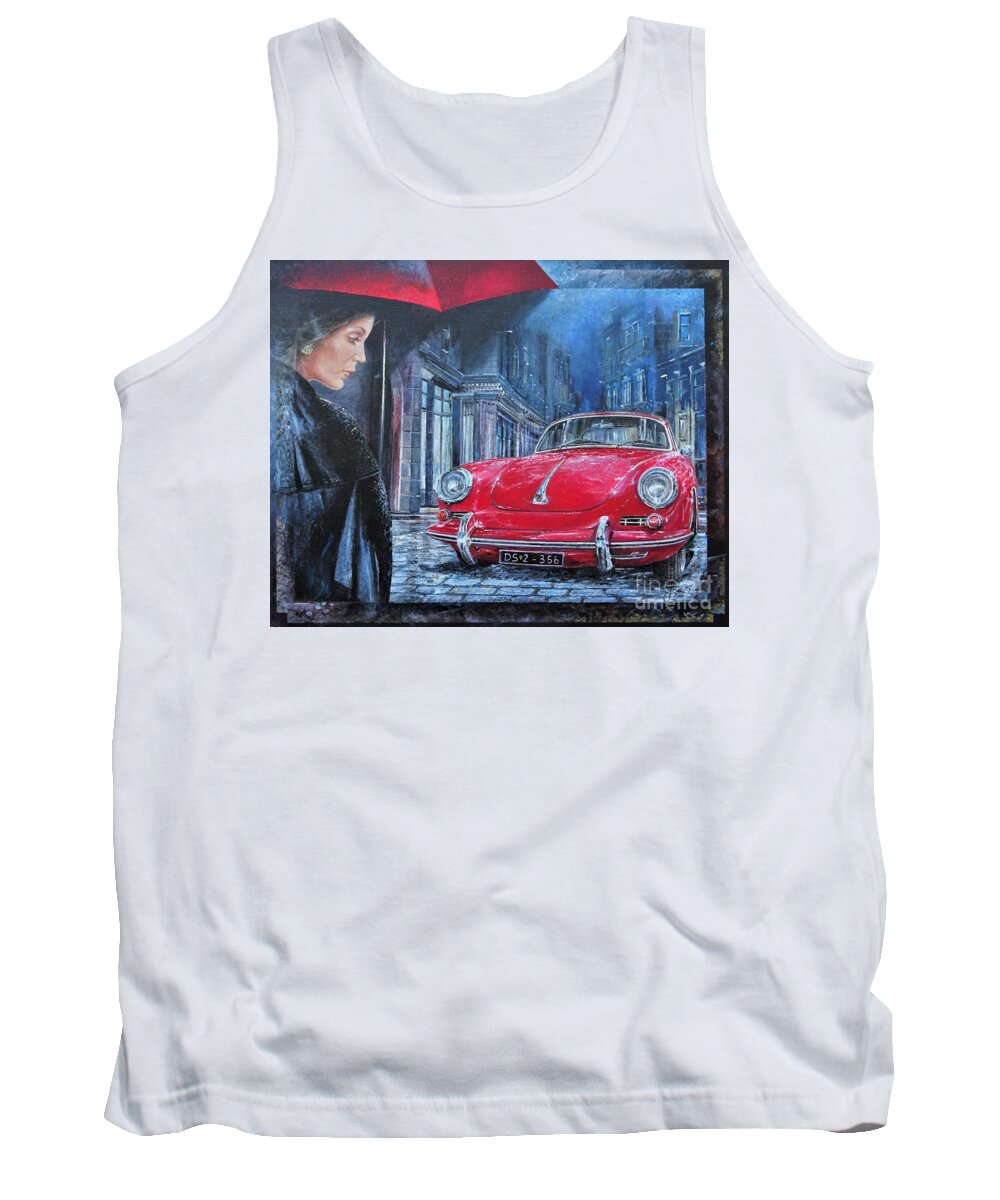 Porsche 356 Tank Top featuring the painting 1964 Porsche 356 coupe by Sinisa Saratlic