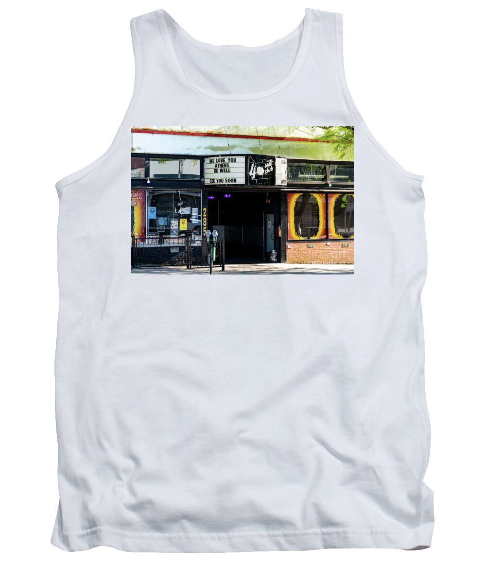 Architecture Tank Top featuring the photograph 40 Watt Club Marquee - Downtown Athens GA #2 by Sanjeev Singhal