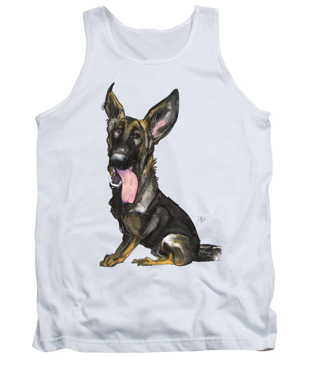 Dog Tank Top featuring the drawing German Shepherd by Canine Caricatures By John LaFree