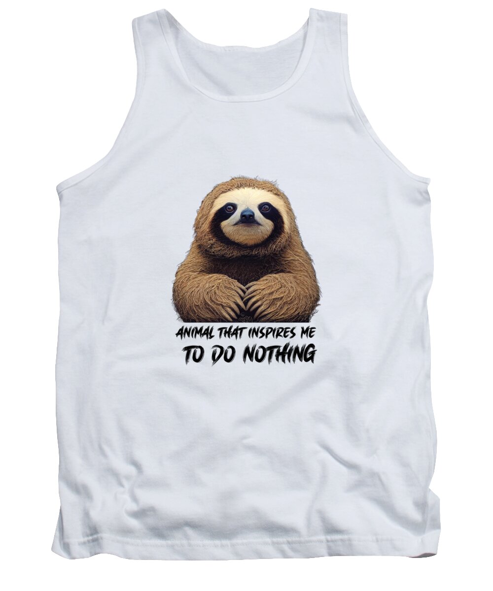  Jungle Tank Top featuring the digital art The Animal That Inspires me to Do Nothing is the Sloth #2 by Lena Owens - OLena Art Vibrant Palette Knife and Graphic Design