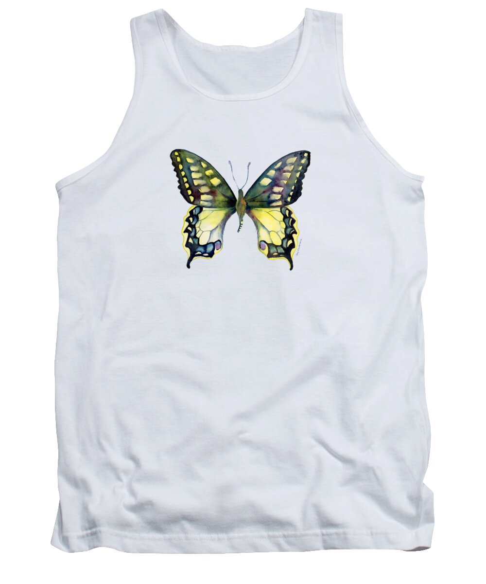 Blue Tank Top featuring the painting 20 Old World Swallowtail Butterfly by Amy Kirkpatrick