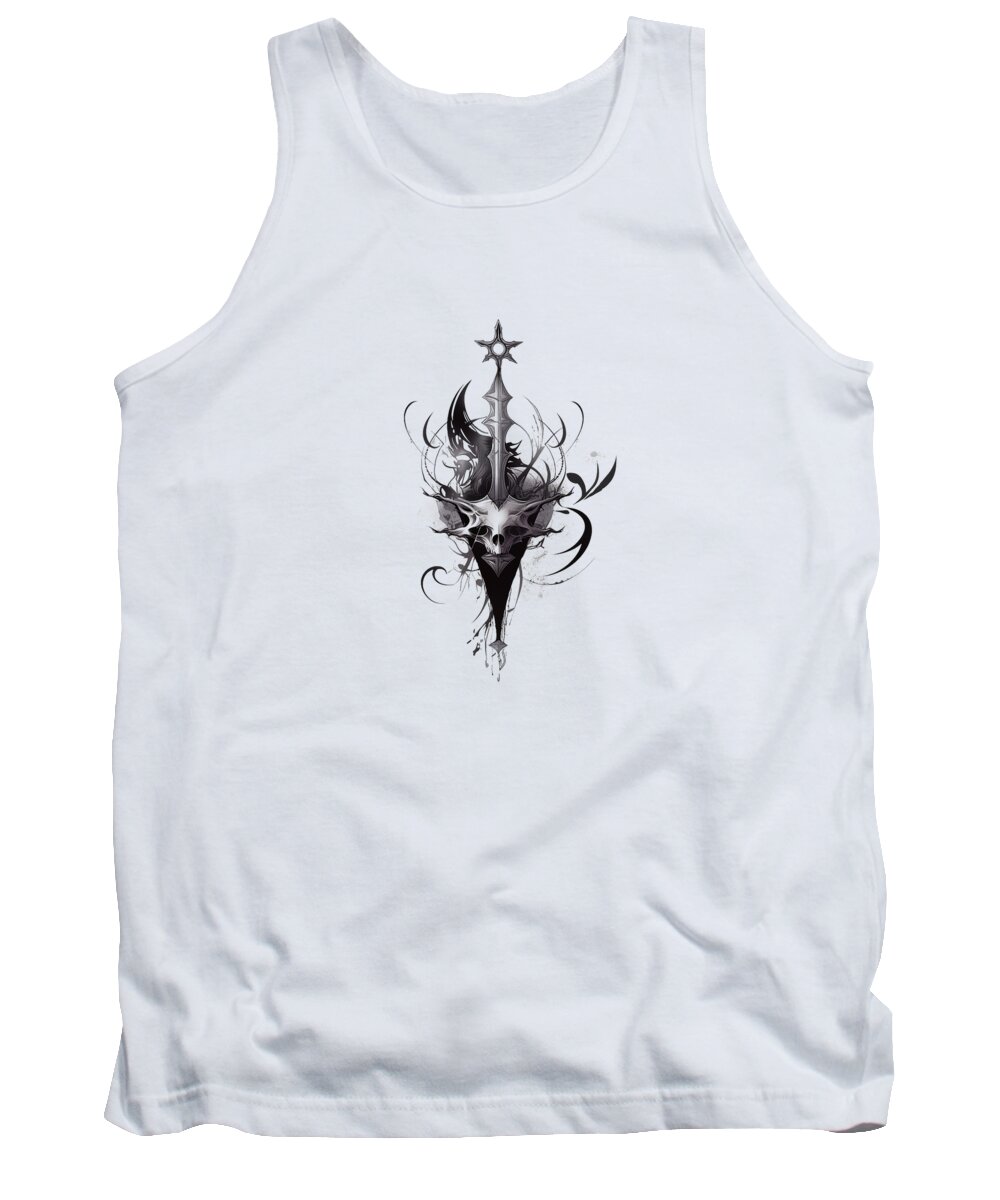 Goth Tank Top featuring the mixed media Of the Occult And Gothic #23 by Loose Goose Tattoos