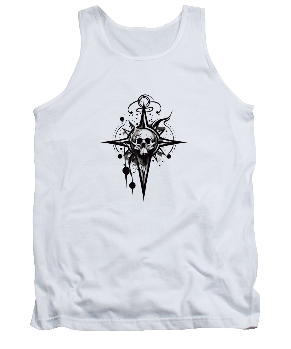 Goth Tank Top featuring the mixed media Of the Occult And Gothic #25 by Loose Goose Tattoos