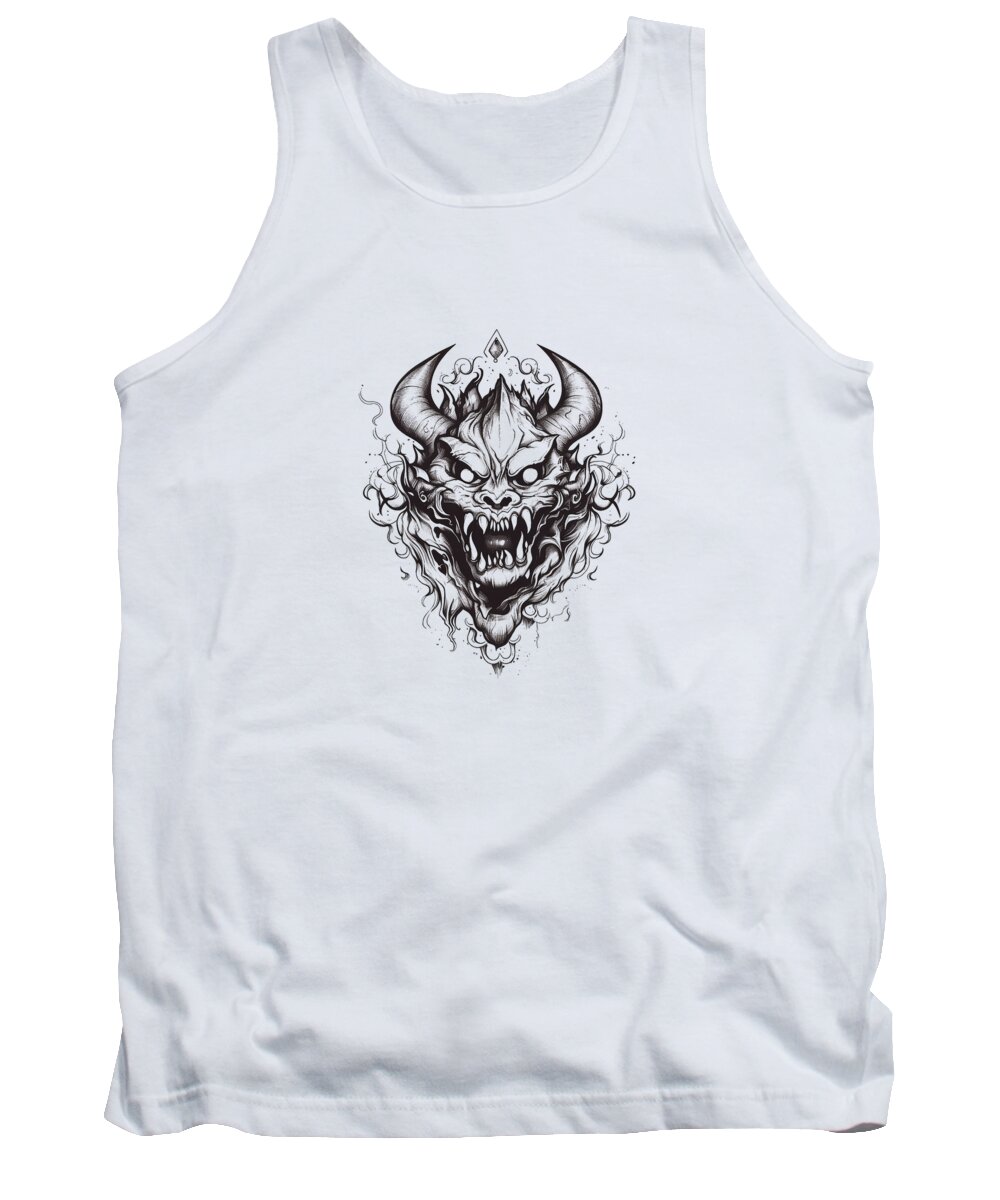 Goth Tank Top featuring the mixed media Of the Occult And Gothic #33 by Loose Goose Tattoos