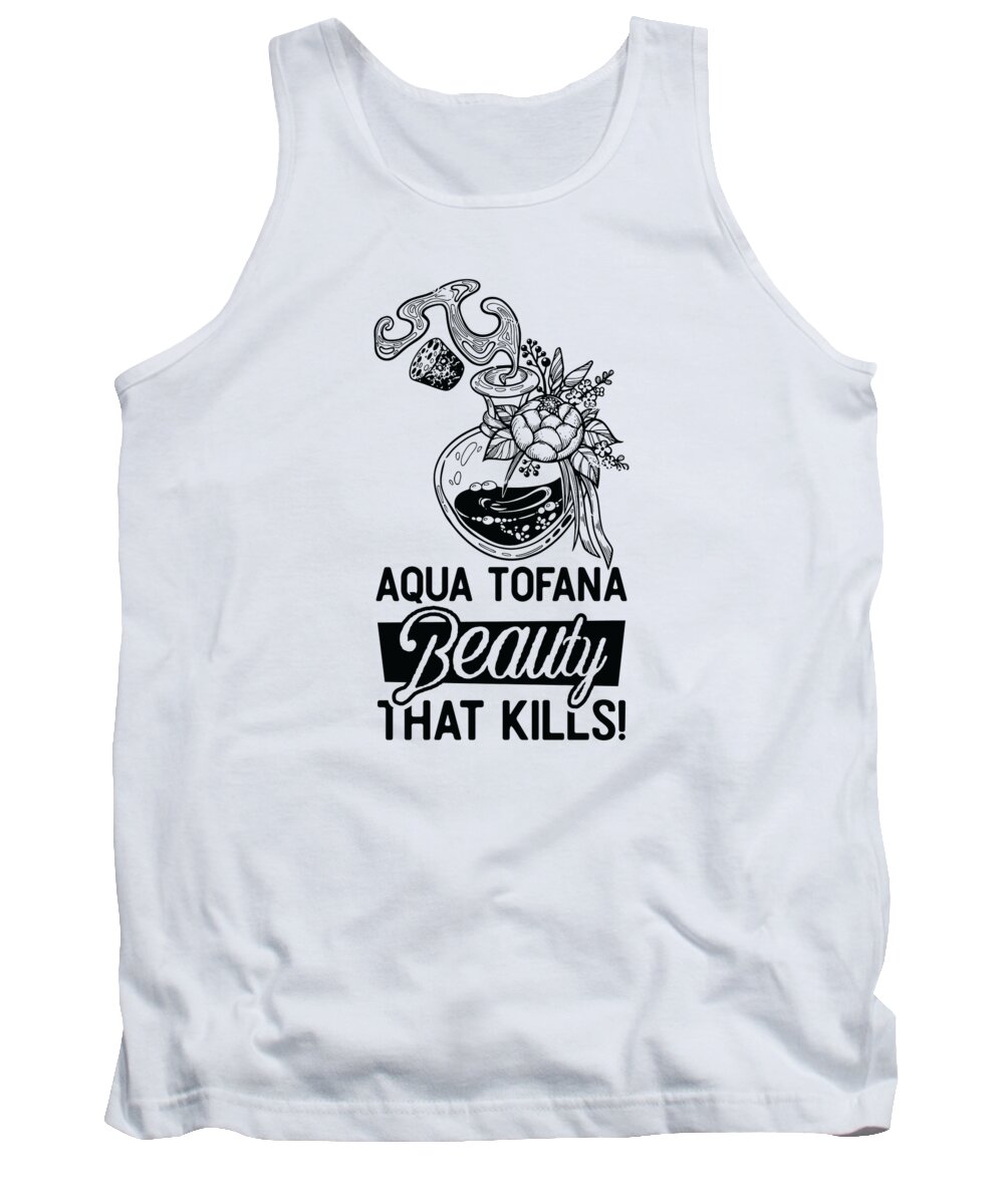 Aqua Tofana Tank Top featuring the digital art Aqua Tofana Conspiracy Theorist Poison Bottle Line Art #4 by Toms Tee Store