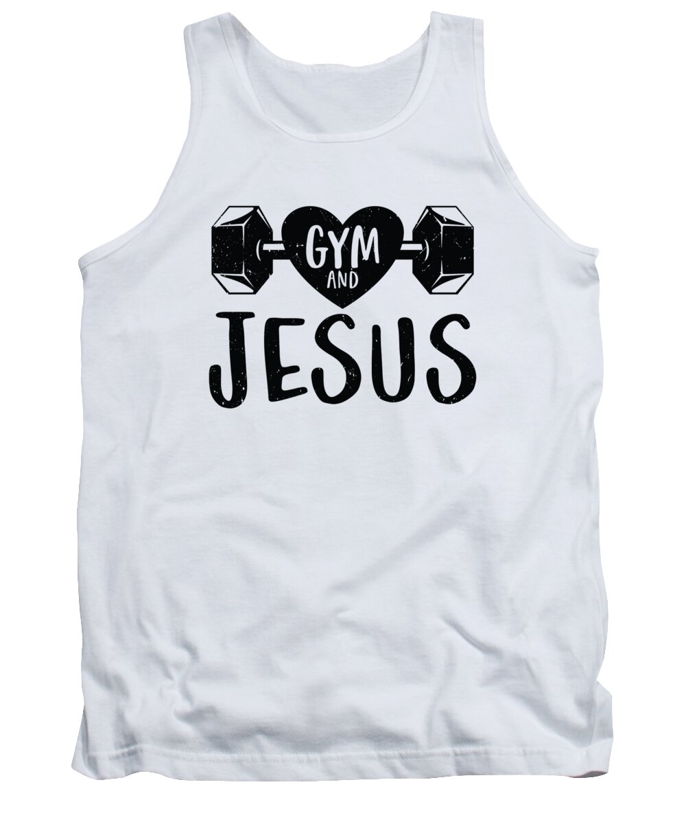 Gym Tank Top featuring the digital art Gym and Jesus Gym Fitness Lifting Weights Body Building #4 by Toms Tee Store