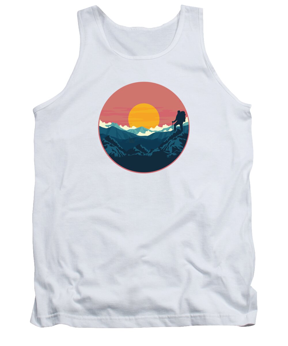 Hiking Tank Top featuring the digital art Hiking Mountain Peak Scenery Beautiful View #4 by Toms Tee Store