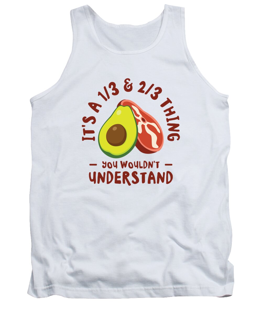 Keto Tank Top featuring the digital art Keto Diet Avocado Fruit Ketogenic Food Meat Balance #4 by Toms Tee Store