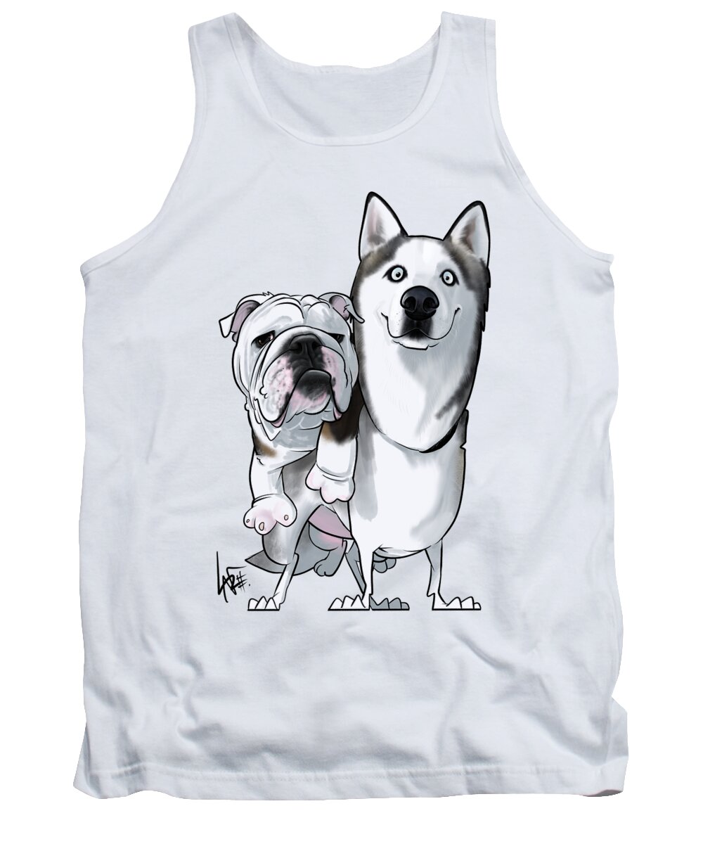 5895 Tank Top featuring the drawing 5895 Huffman by Canine Caricatures By John LaFree