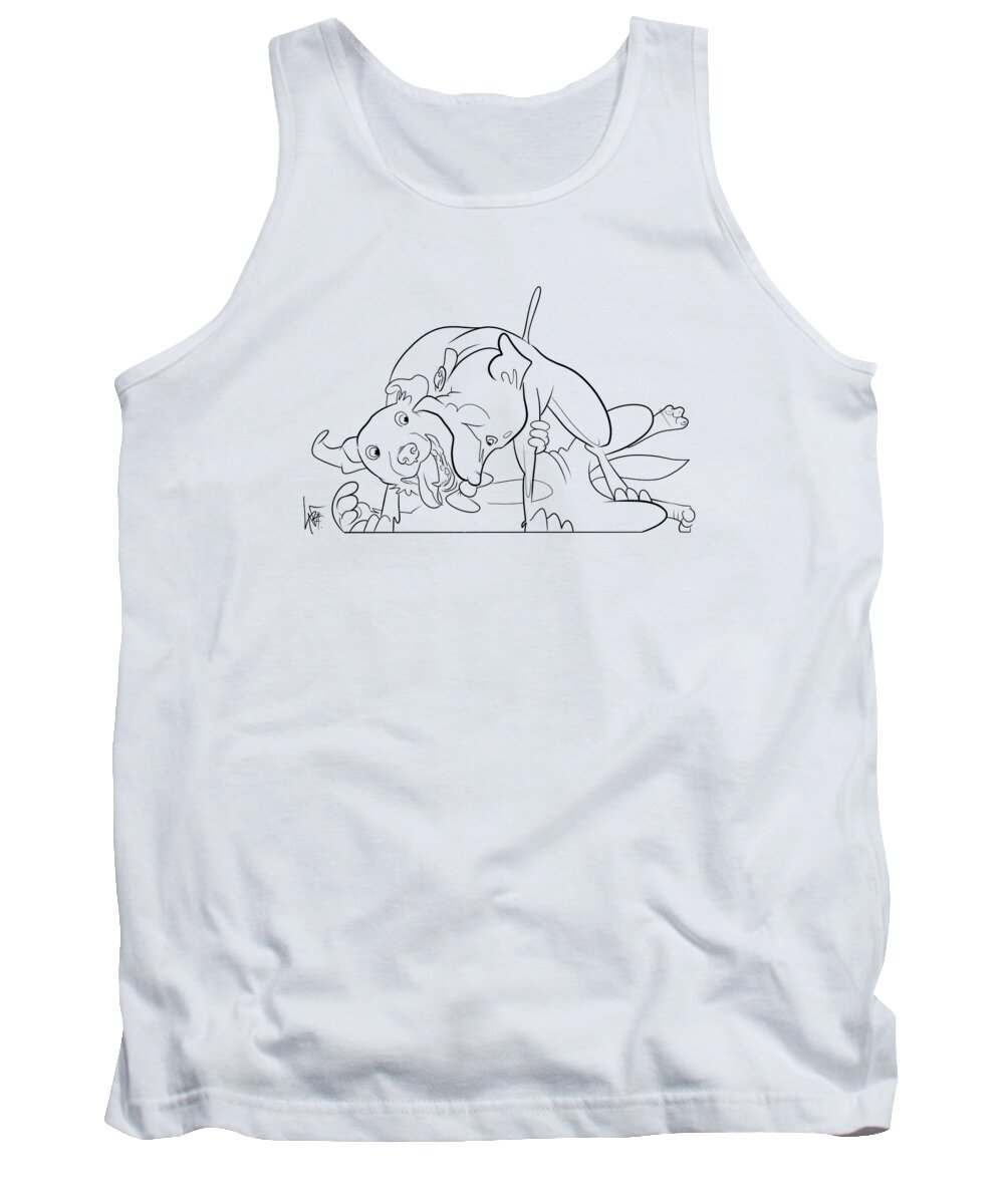 6036 Tank Top featuring the drawing 6036 Krikorian DAFFY and TUX by Canine Caricatures By John LaFree