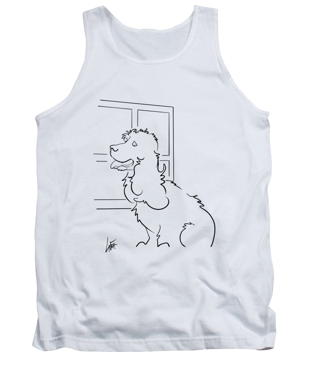 6058 Tank Top featuring the drawing 6058 Mendoza by Canine Caricatures By John LaFree