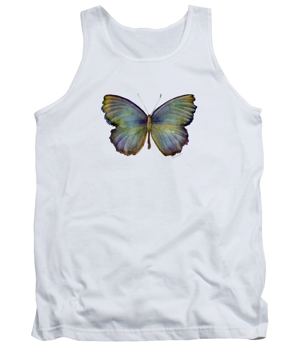 Purple Butterfly Tank Top featuring the painting 65 Moonglow Butterfly by Amy Kirkpatrick