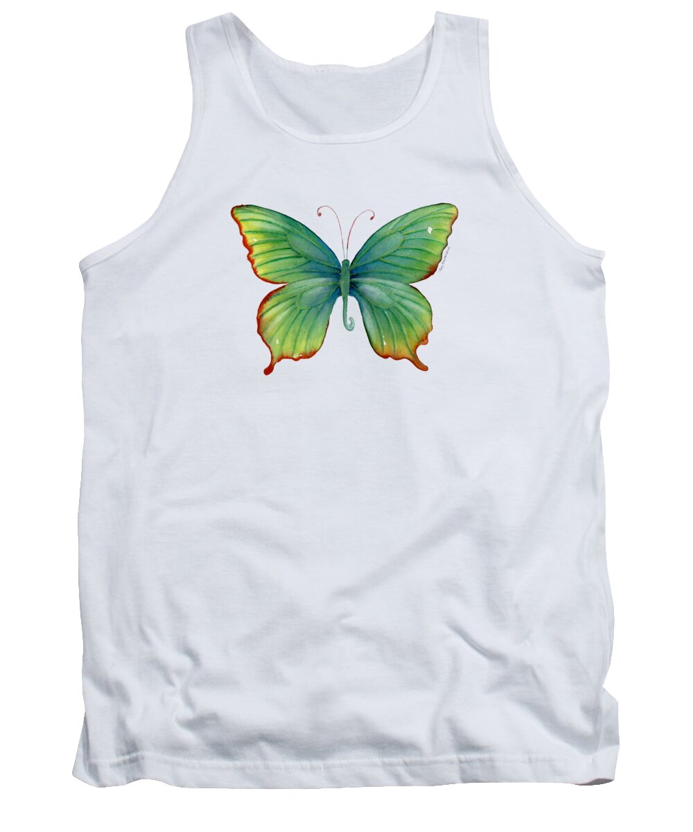 Butterfly Tank Top featuring the painting 74 Green Flame Tip Butterfly by Amy Kirkpatrick