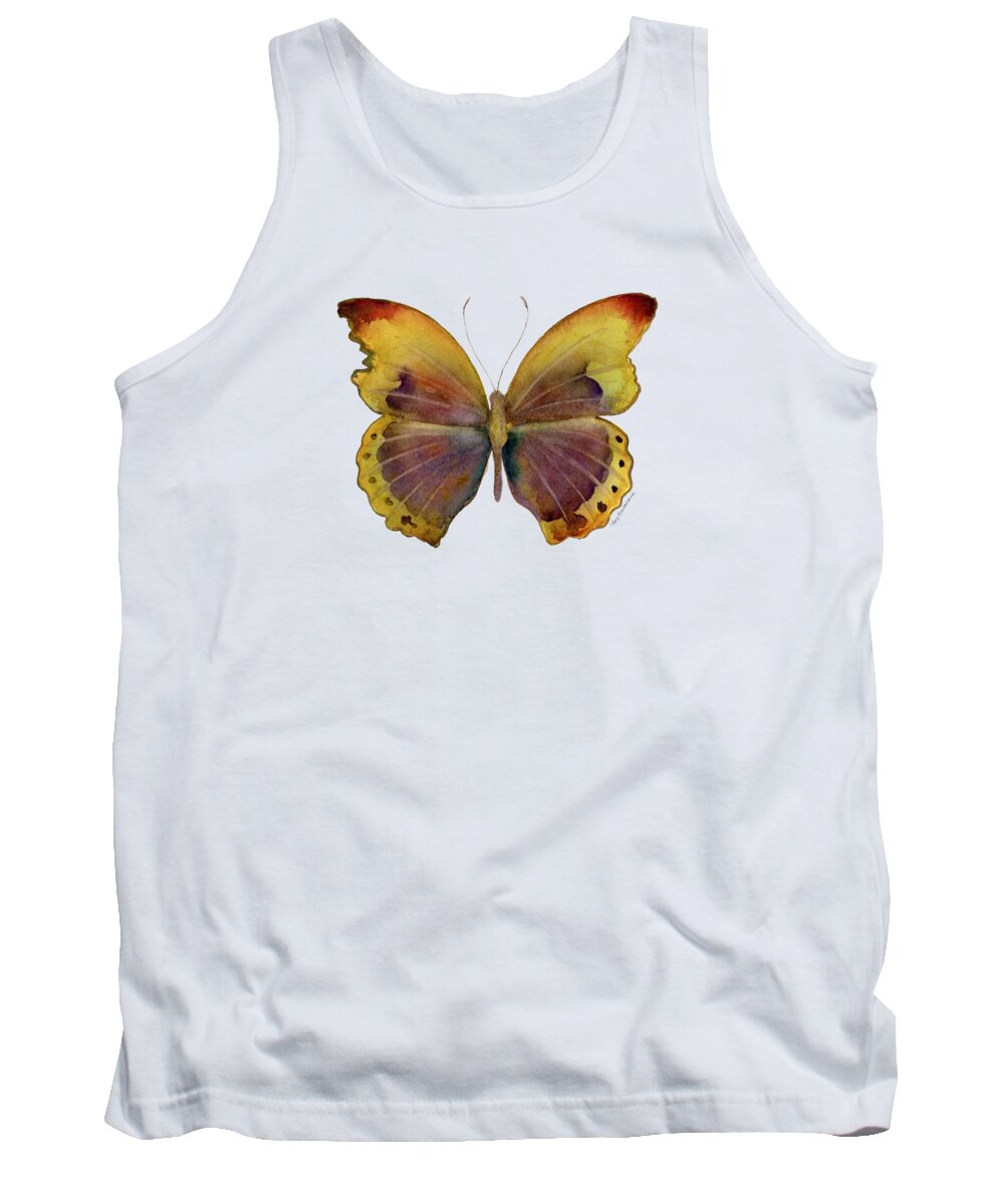 Gold Banded Glider Butterfly Tank Top featuring the painting 84 Gold-Banded Glider Butterfly by Amy Kirkpatrick