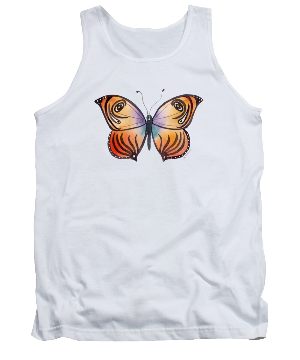 Capanea Butterfly Tank Top featuring the painting 91 Orange Capanea Butterfly by Amy Kirkpatrick