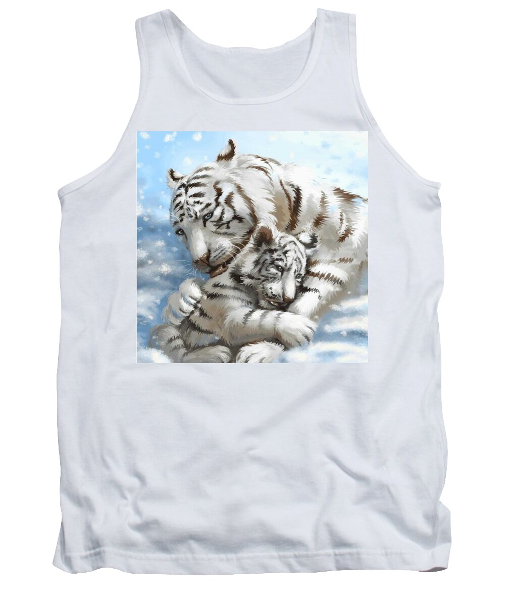 Tiger Tank Top featuring the painting A Mother's Love by Teresa Trotter