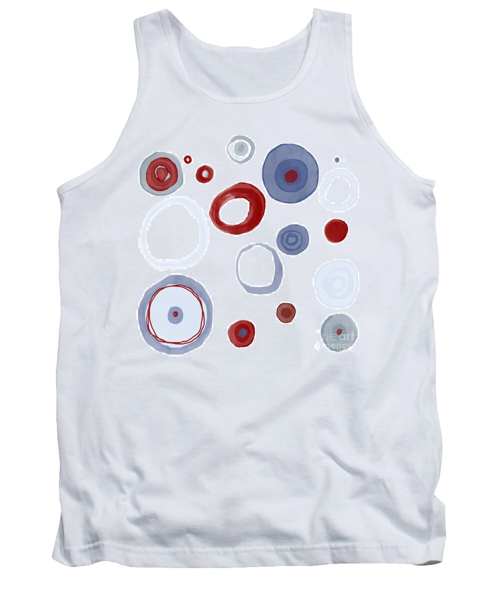 Abstract Shapes Tank Top featuring the painting Abstract Circles in Red White and Blue by Patricia Awapara