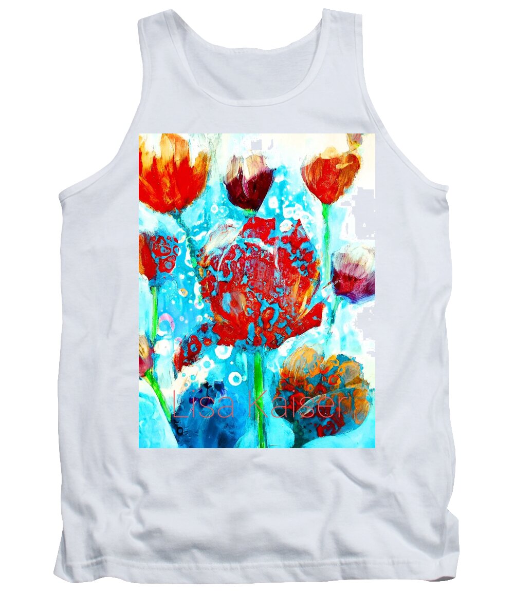 Abstract Tank Top featuring the digital art Abstract Floral Flavors by Lisa Kaiser