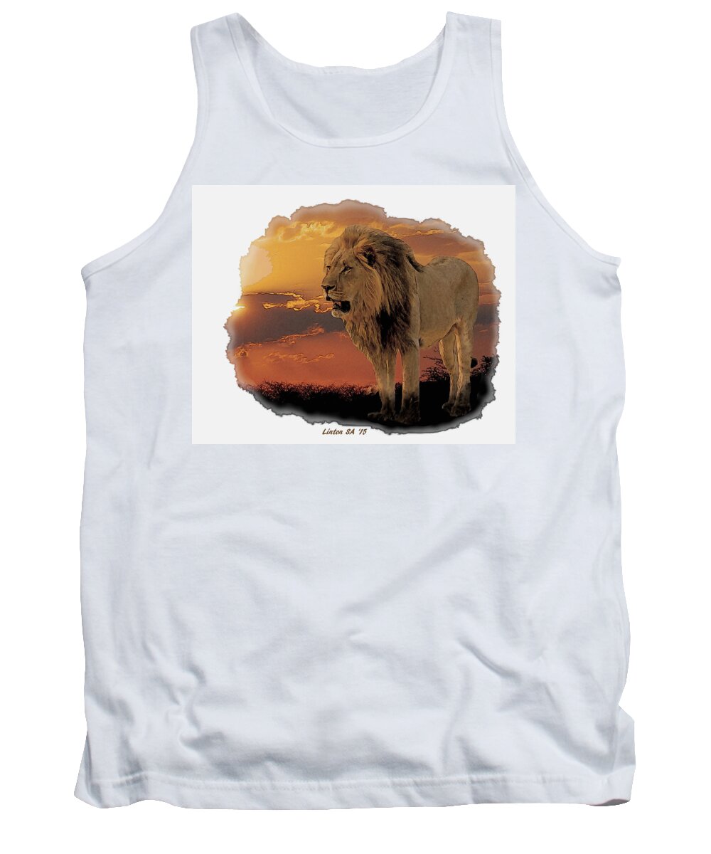 African Sunset Tank Top featuring the digital art AFRICAN SUNSETcps by Larry Linton