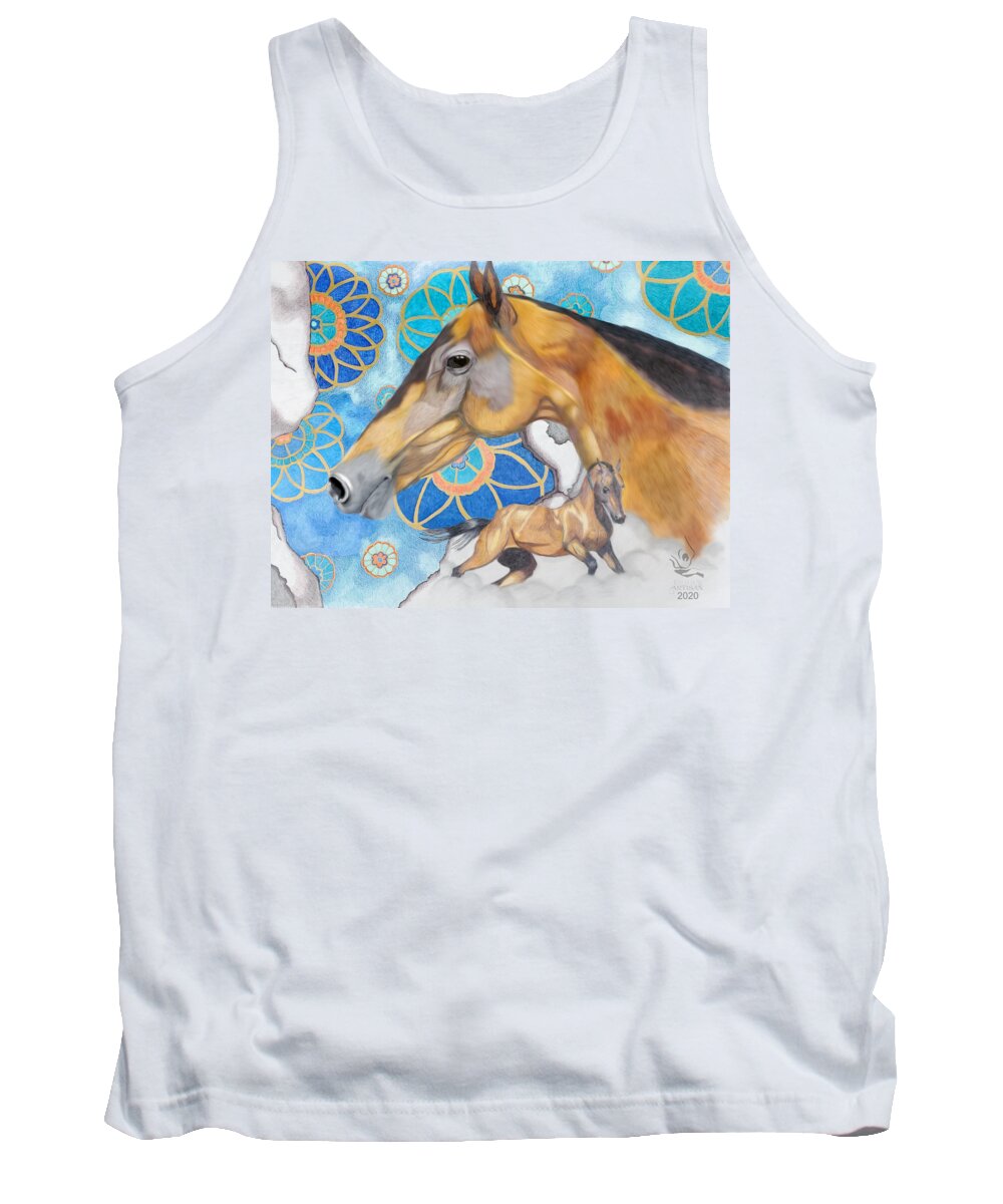 Horse Tank Top featuring the drawing Akhal-Teke Horse by Equus Artisan