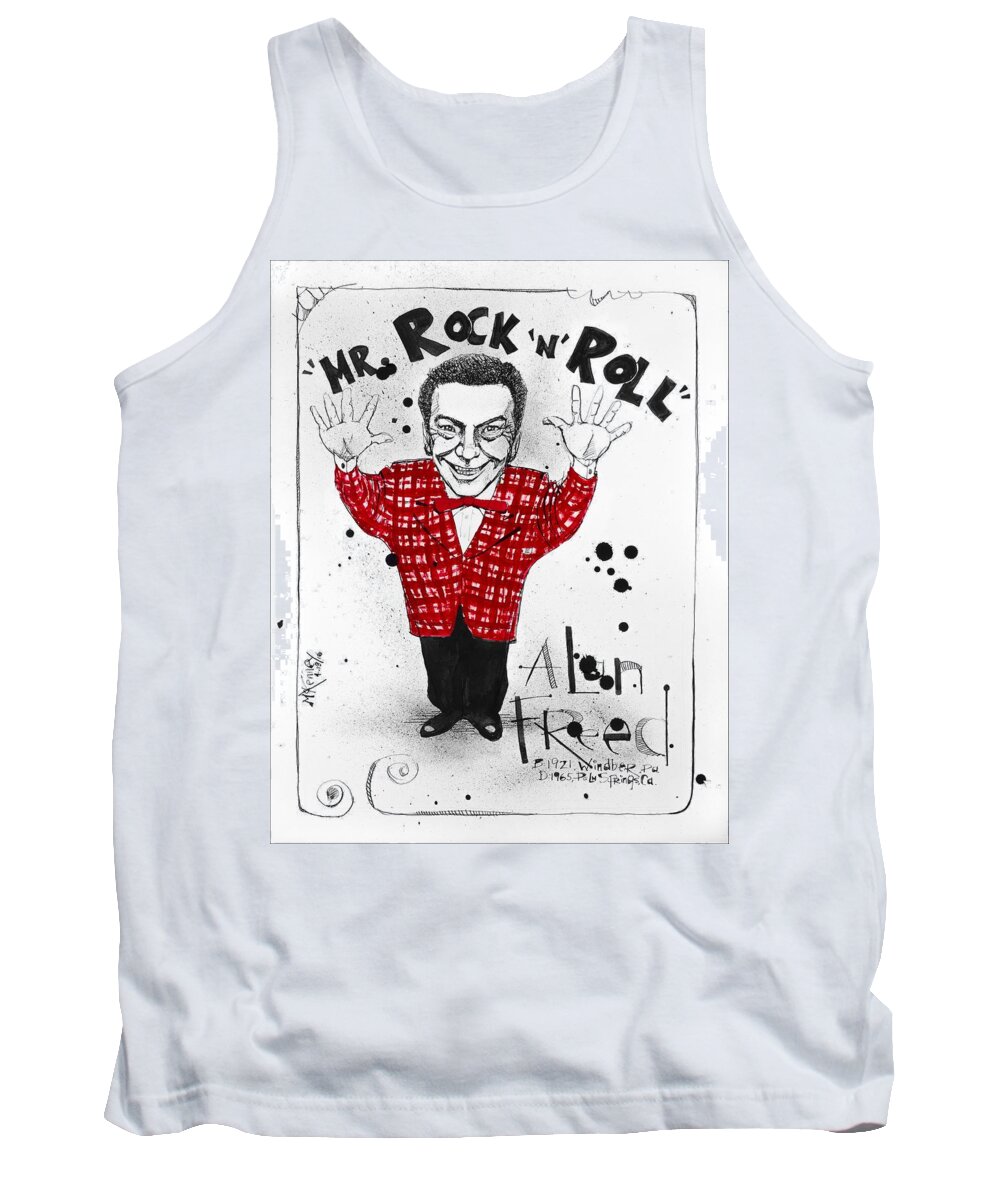  Tank Top featuring the drawing Alan Freed by Phil Mckenney