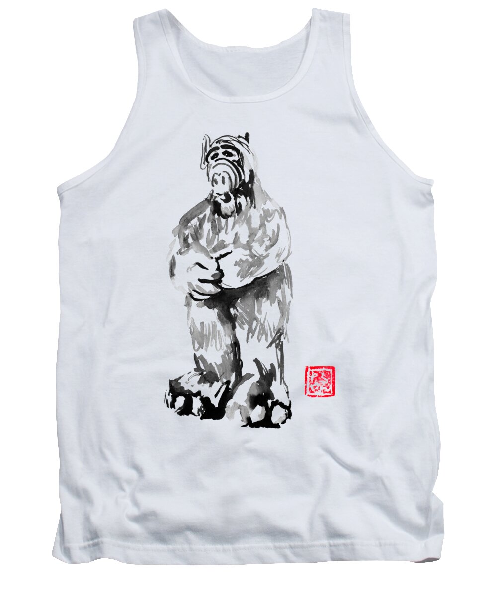 Alf Tank Top featuring the painting Alf In Foot by Pechane Sumie