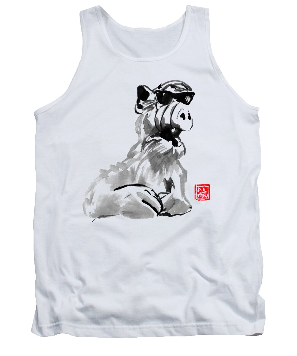 Alf Tank Top featuring the painting Alf Sunglasses by Pechane Sumie