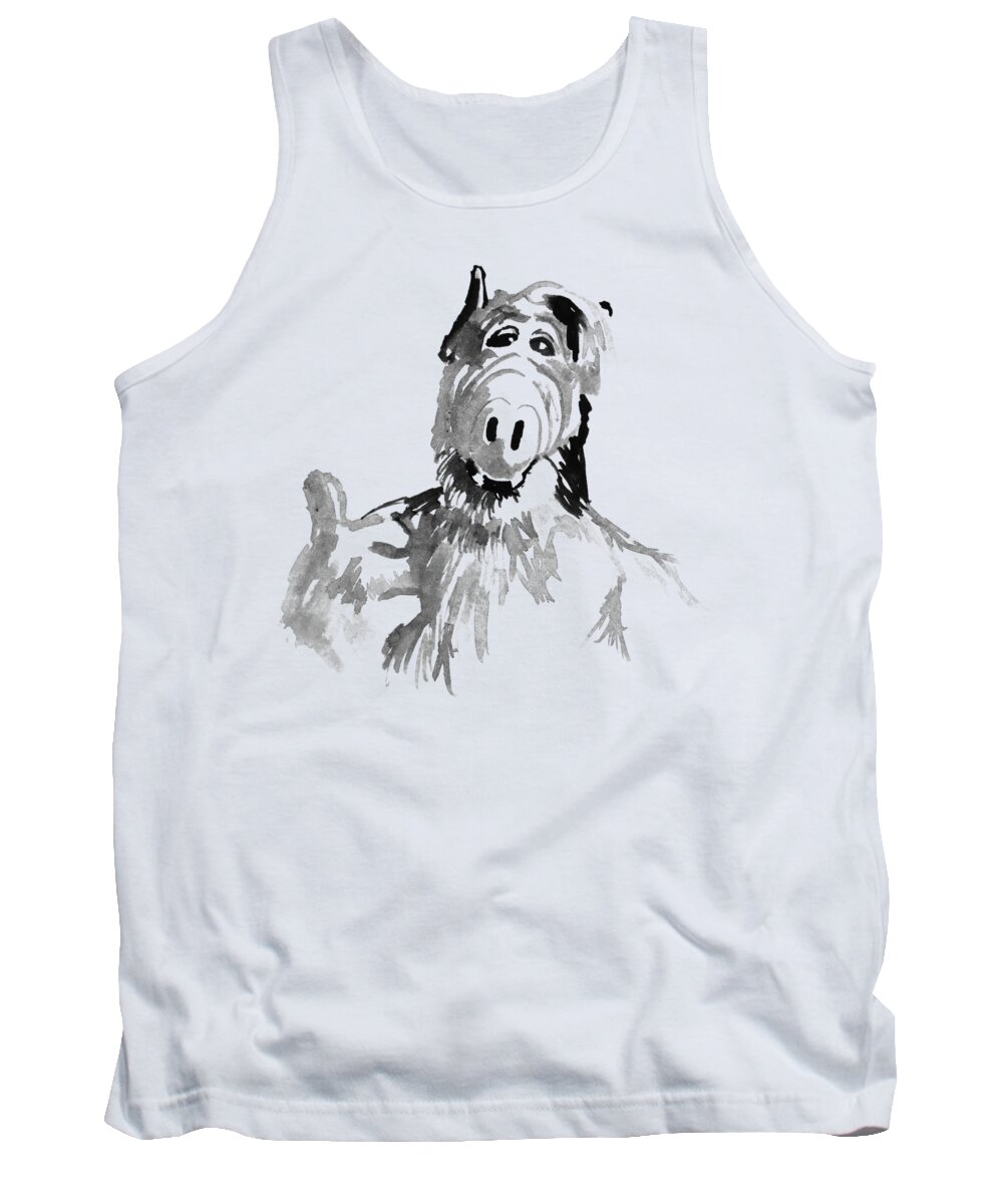 Alf Tank Top featuring the painting Alf Thumb Up by Pechane Sumie
