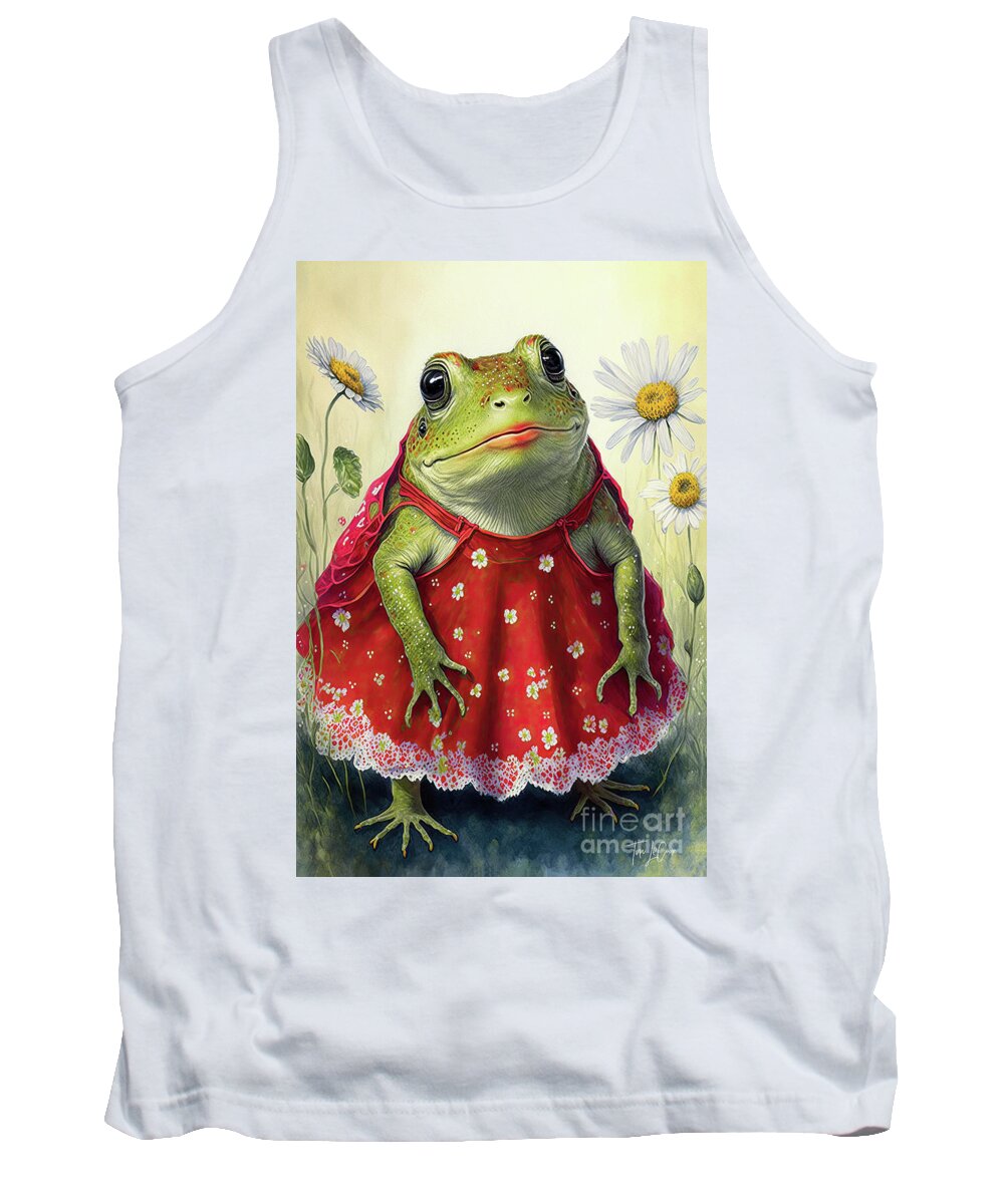 Frogs Bullfrog Tank Top featuring the painting All Dolled Up For Valentine's by Tina LeCour