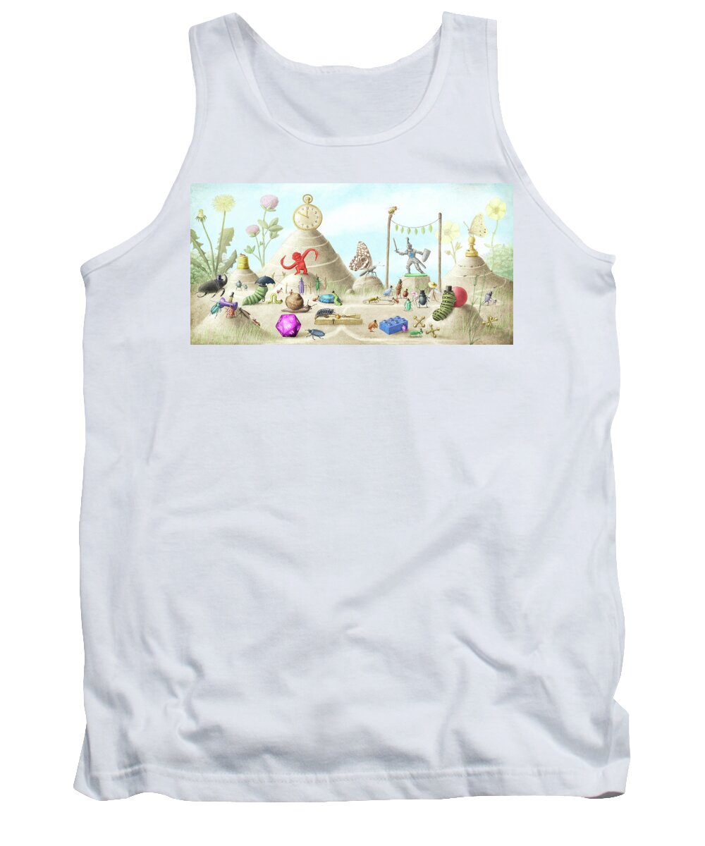 Garden Tank Top featuring the drawing All the Many Wonders by Eric Fan