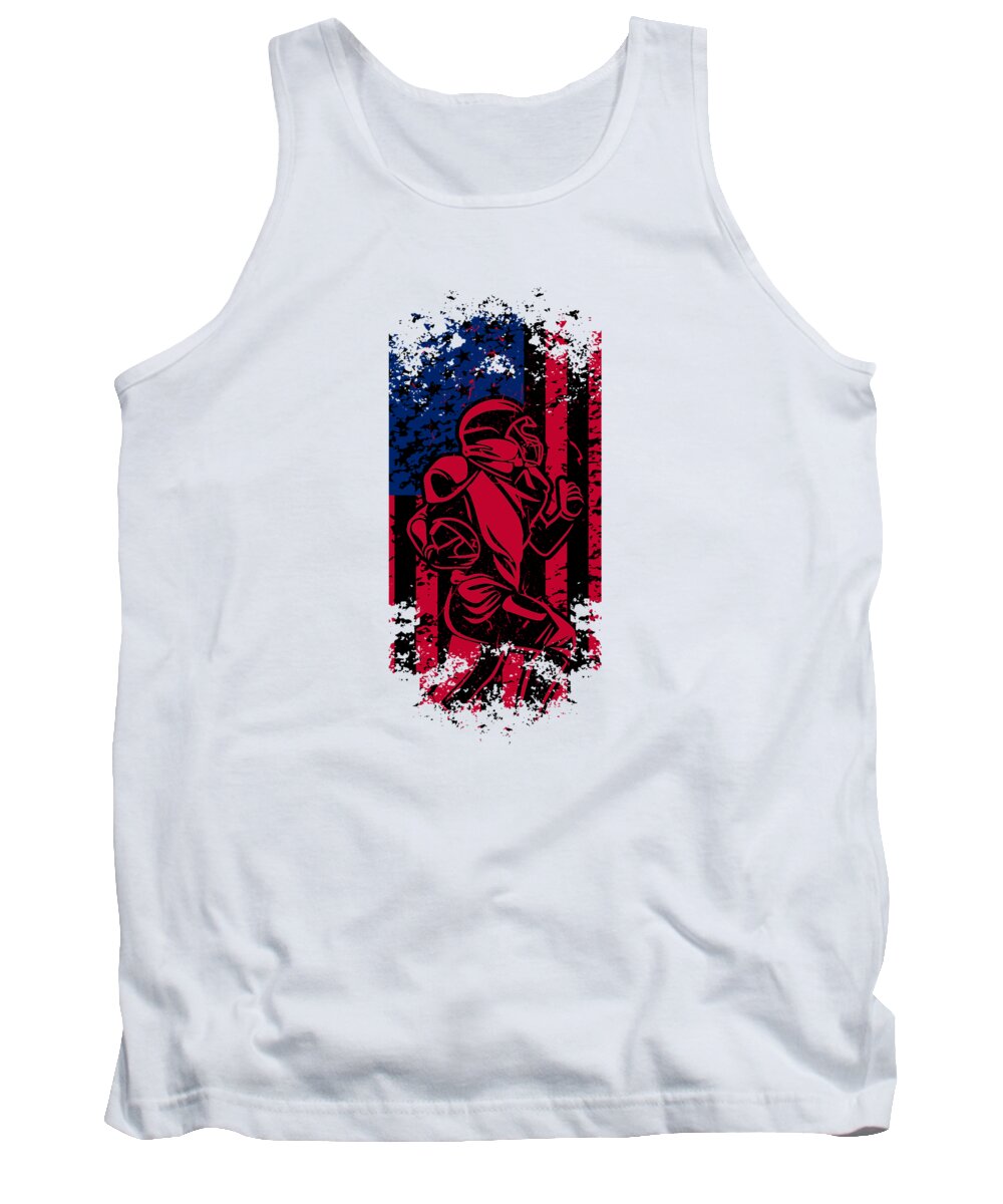 Football Tank Top featuring the digital art American Football Flag Patriotic Sports Football Player by Toms Tee Store