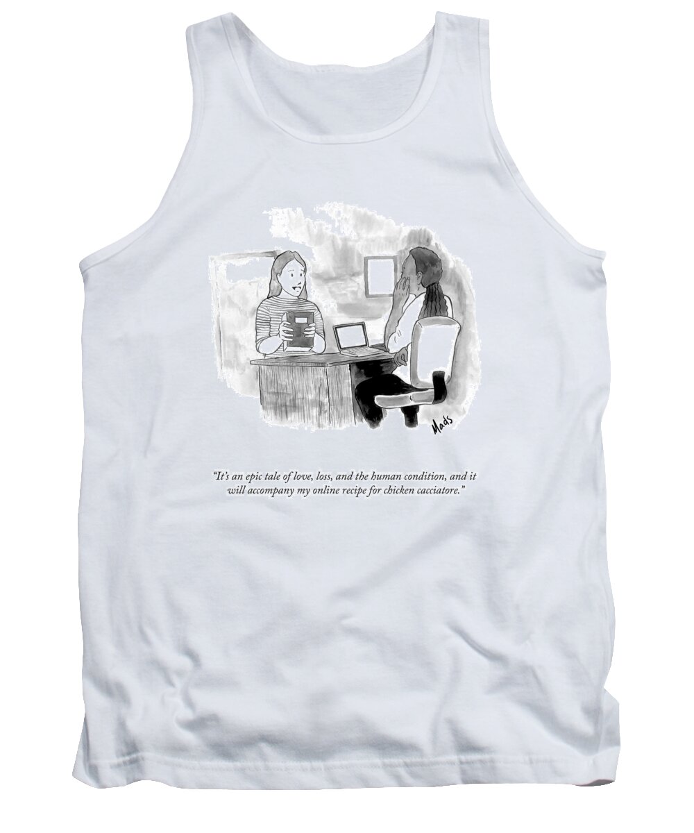 it's An Epic Tale Of Love Tank Top featuring the drawing An Epic Tale by Mads Horwath
