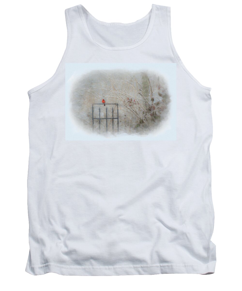 Cardinal Tank Top featuring the photograph And Here I Sit by Diane Lindon Coy