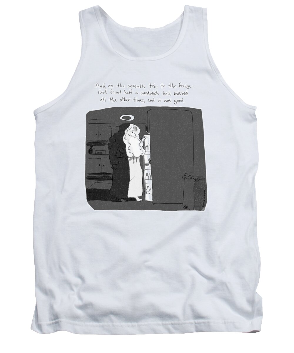 Inset Text: And Tank Top featuring the drawing And It Was Good by Sofia Warren
