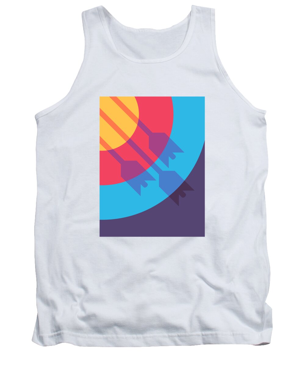 Archery Tank Top featuring the digital art Archery Target Arrow Shadow A by Organic Synthesis