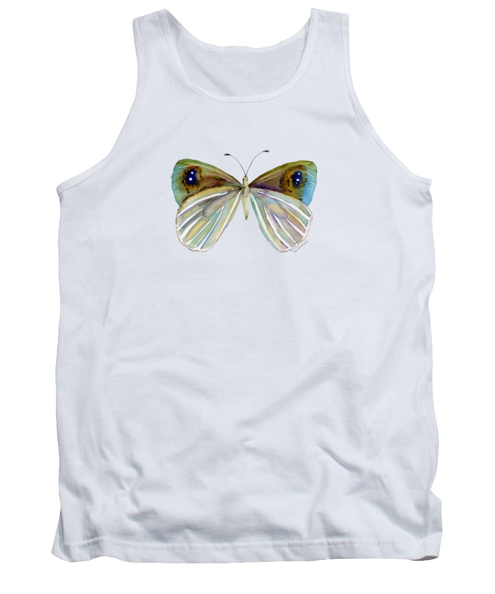 Argyrophenga Tank Top featuring the painting 23 Blue Argyrophenga Butterfly by Amy Kirkpatrick
