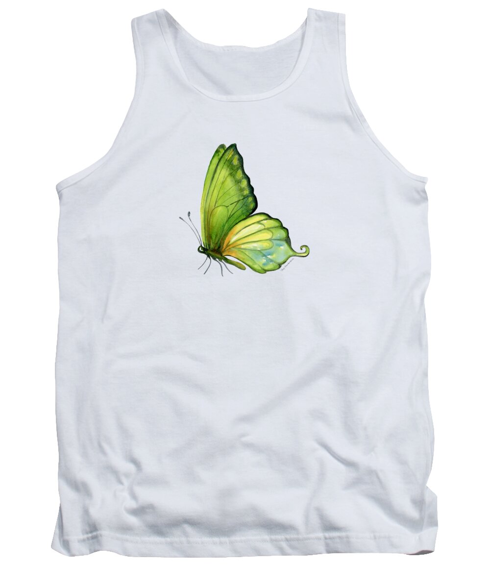 Sap Tank Top featuring the painting 5 Sap Green Butterfly by Amy Kirkpatrick