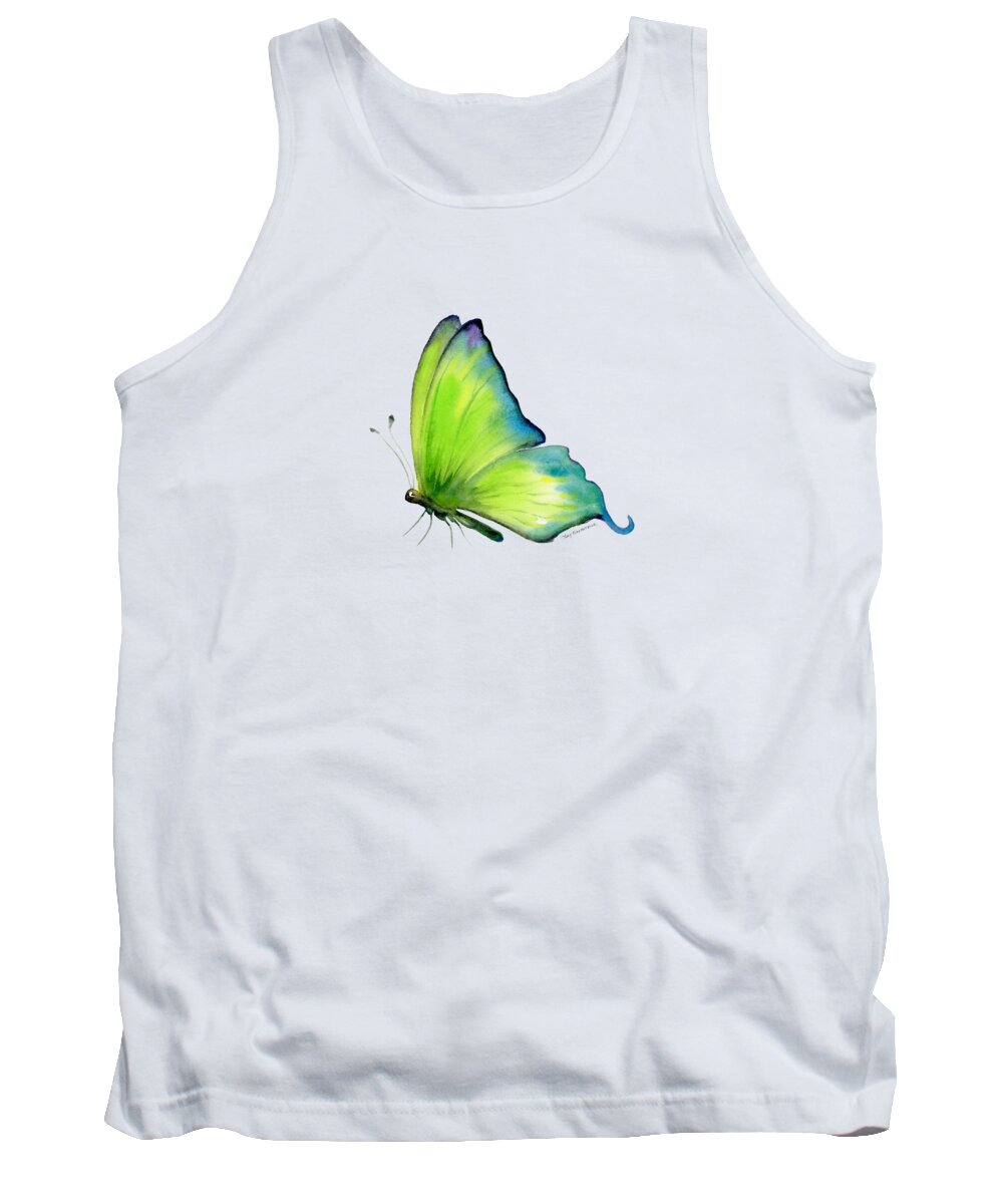 Skip Tank Top featuring the painting 4 Skip Green Butterfly by Amy Kirkpatrick