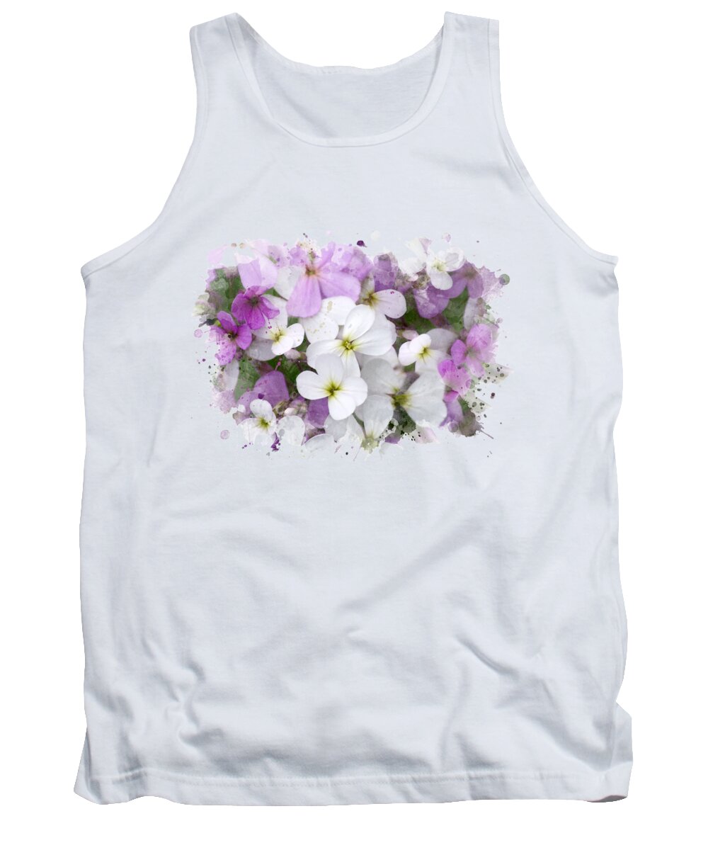 Wildflower Tank Top featuring the mixed media Watercolor Wildflowers by Christina Rollo