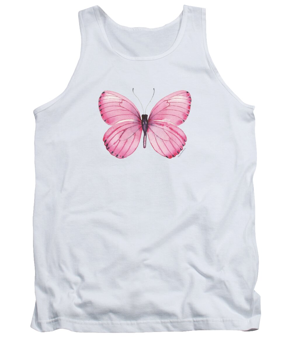 Pink Butterfly Tank Top featuring the painting 106 Pink Marcia Butterfly by Amy Kirkpatrick