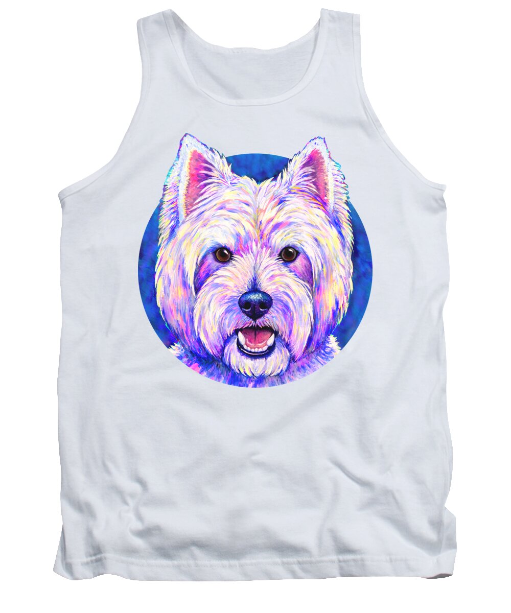 West Highland White Terrier Tank Top featuring the painting Happiness - Neon Colorful West Highland White Terrier Dog by Rebecca Wang