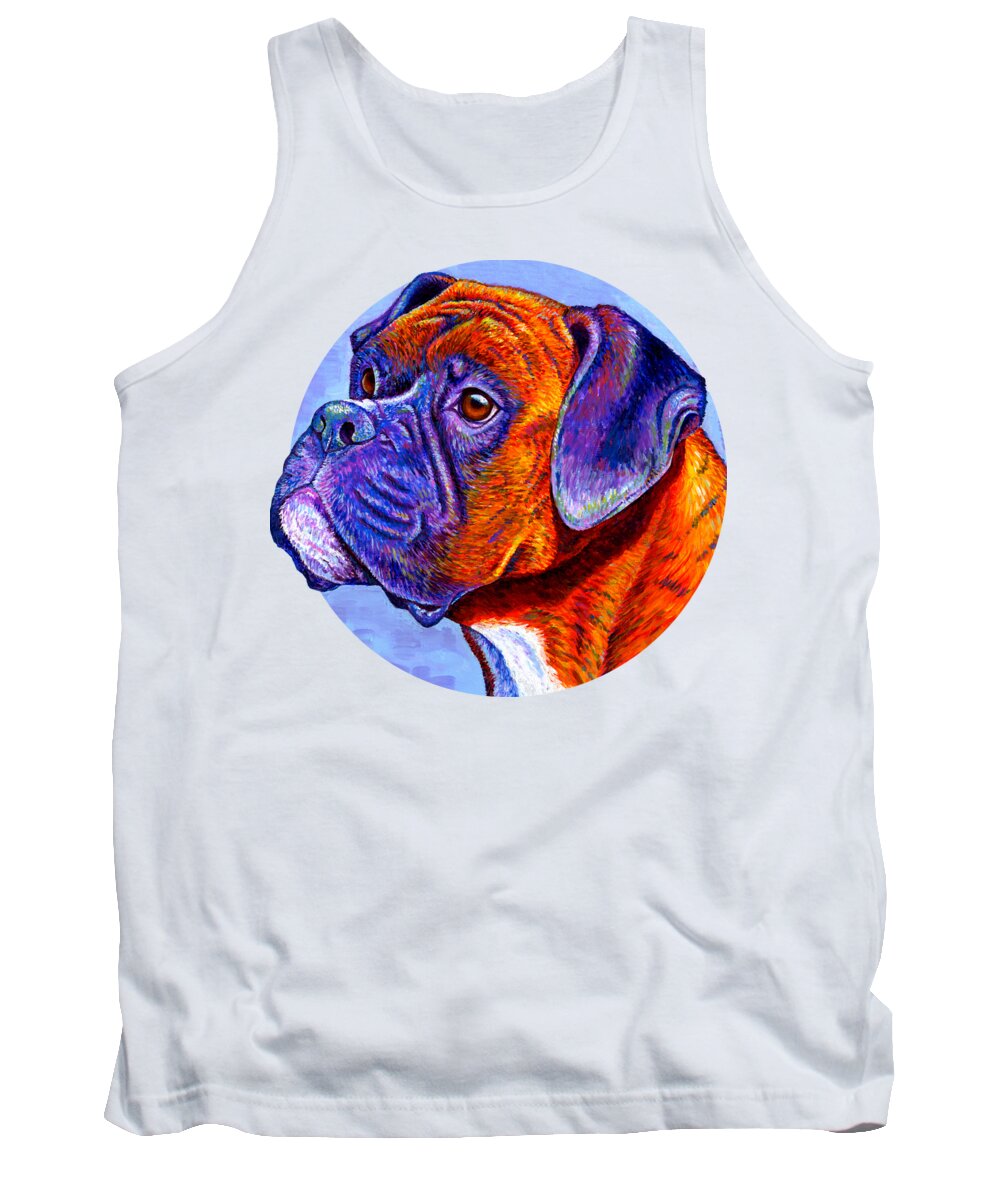 Boxer Tank Top featuring the painting Devoted Guardian - Colorful Brindle Boxer Dog by Rebecca Wang