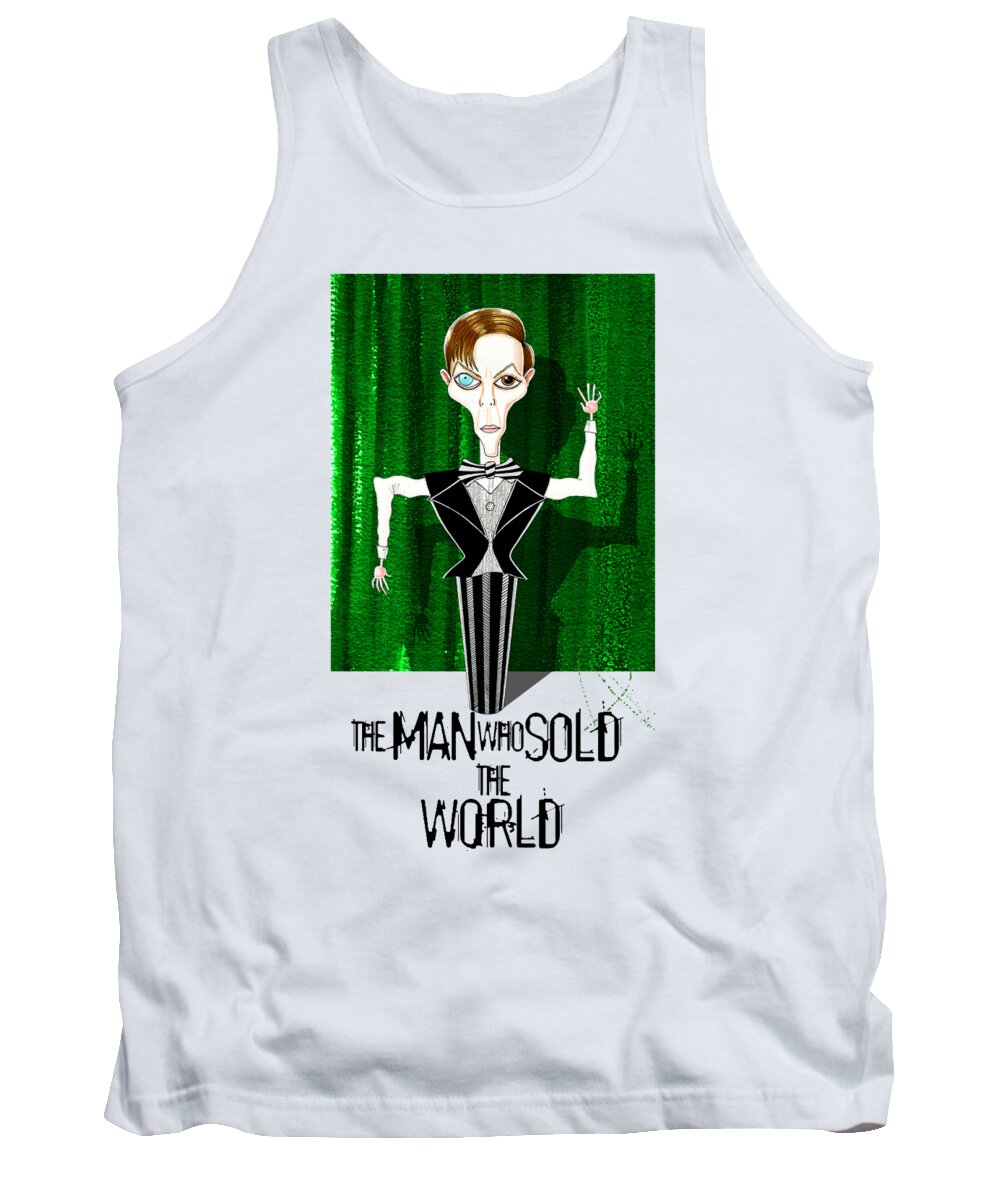 David Bowie Tank Top featuring the mixed media The Man Who Sold The World by Andrew Hitchen