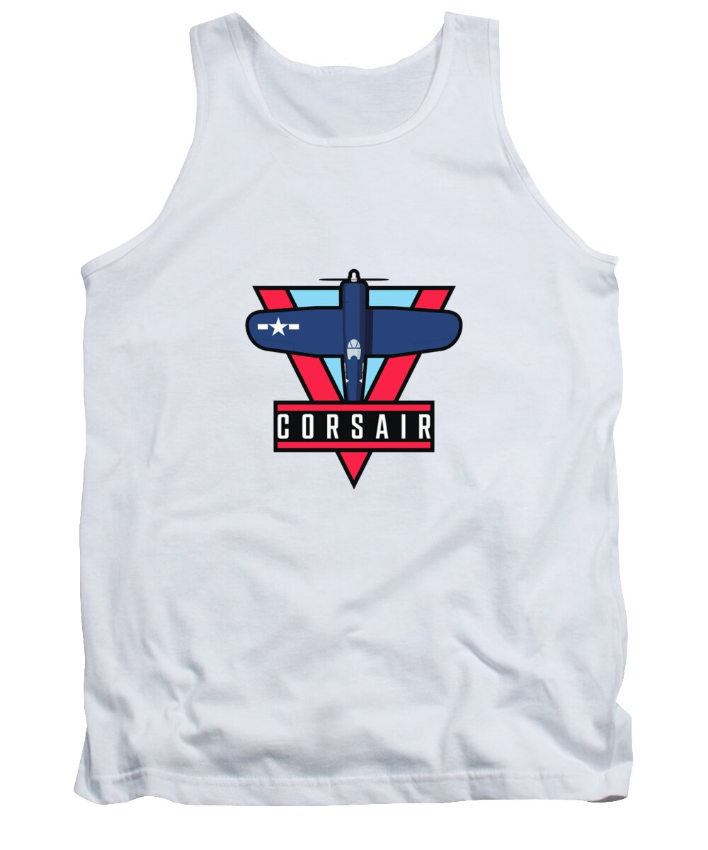 Aircraft Tank Top featuring the digital art F4U Corsair WWII Fighter Aircraft - Blue by Organic Synthesis