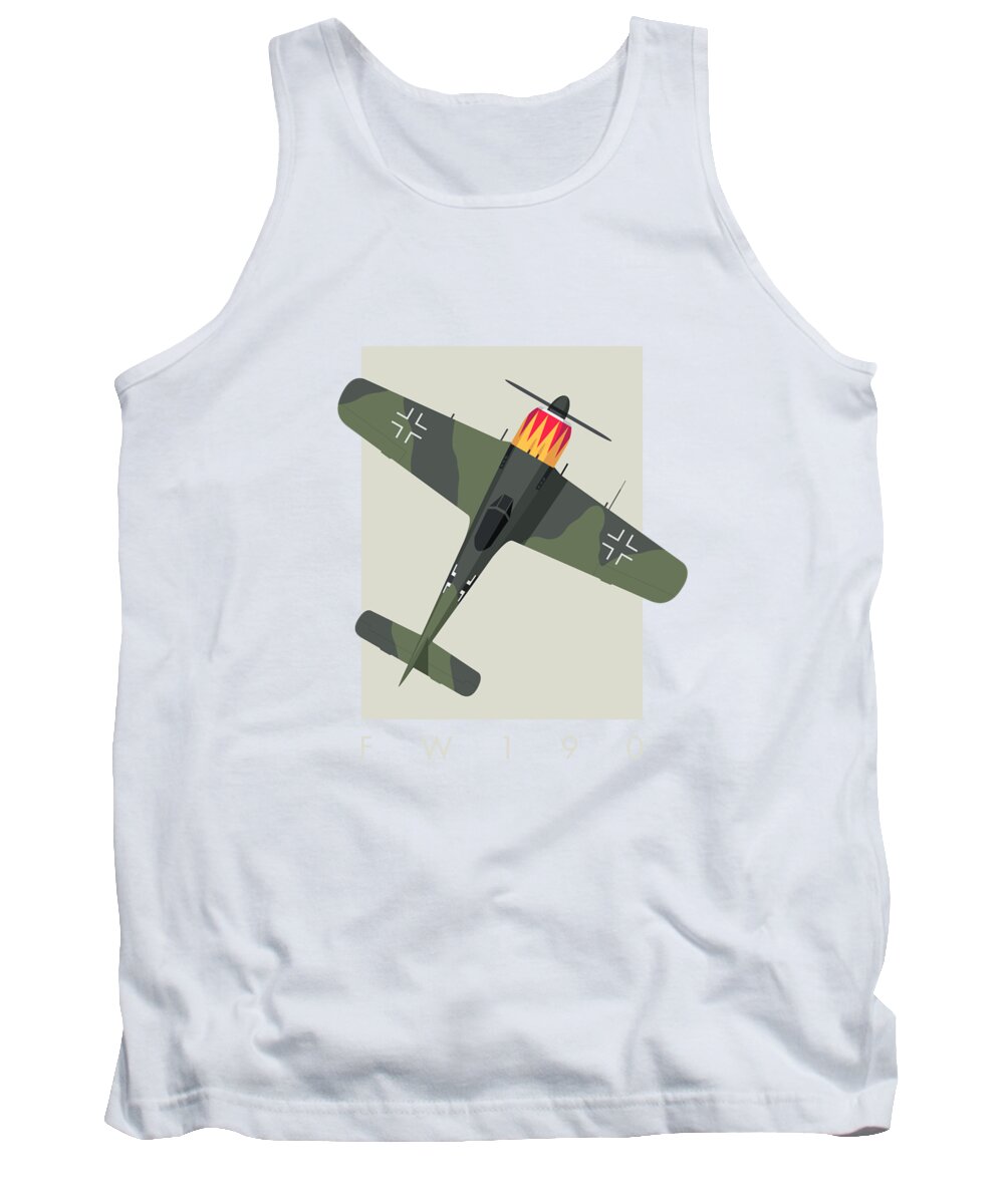 Aircraft Tank Top featuring the digital art Fw-190 German WWII Fighter Aircraft - Green by Organic Synthesis