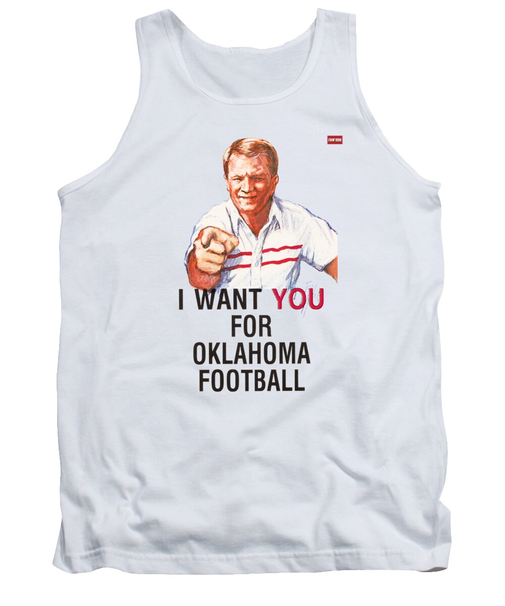 1986 Tank Top featuring the mixed media I Want You for Oklahoma Football Barry Switzer Poster by Row One Brand