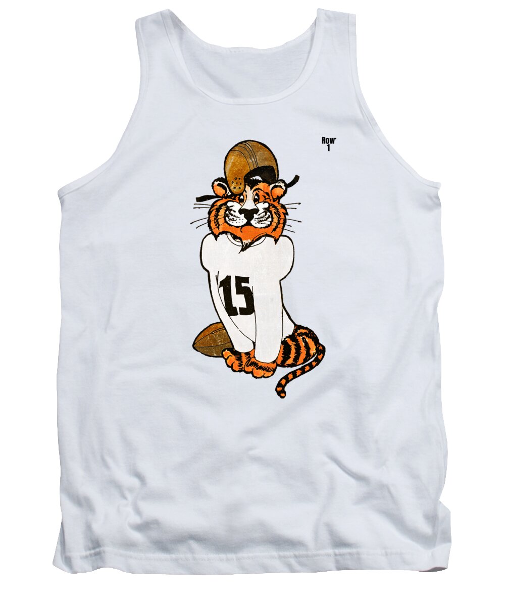 Vinnie The Tiger Tank Top featuring the mixed media Vinnie the Vintage Football Tiger by Row One Brand