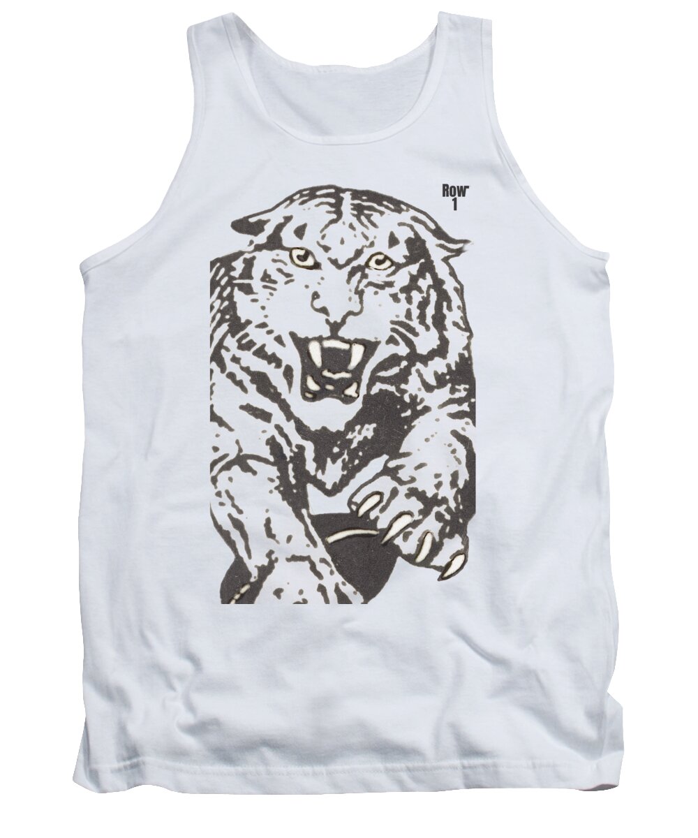 Tiger Tank Top featuring the mixed media Vintage Tiger Football Art by Row One Brand