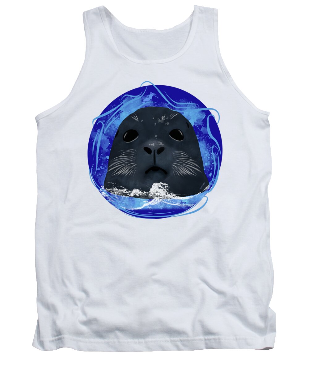 Seal Tank Top featuring the painting Seal in the sea by Renate Janssen