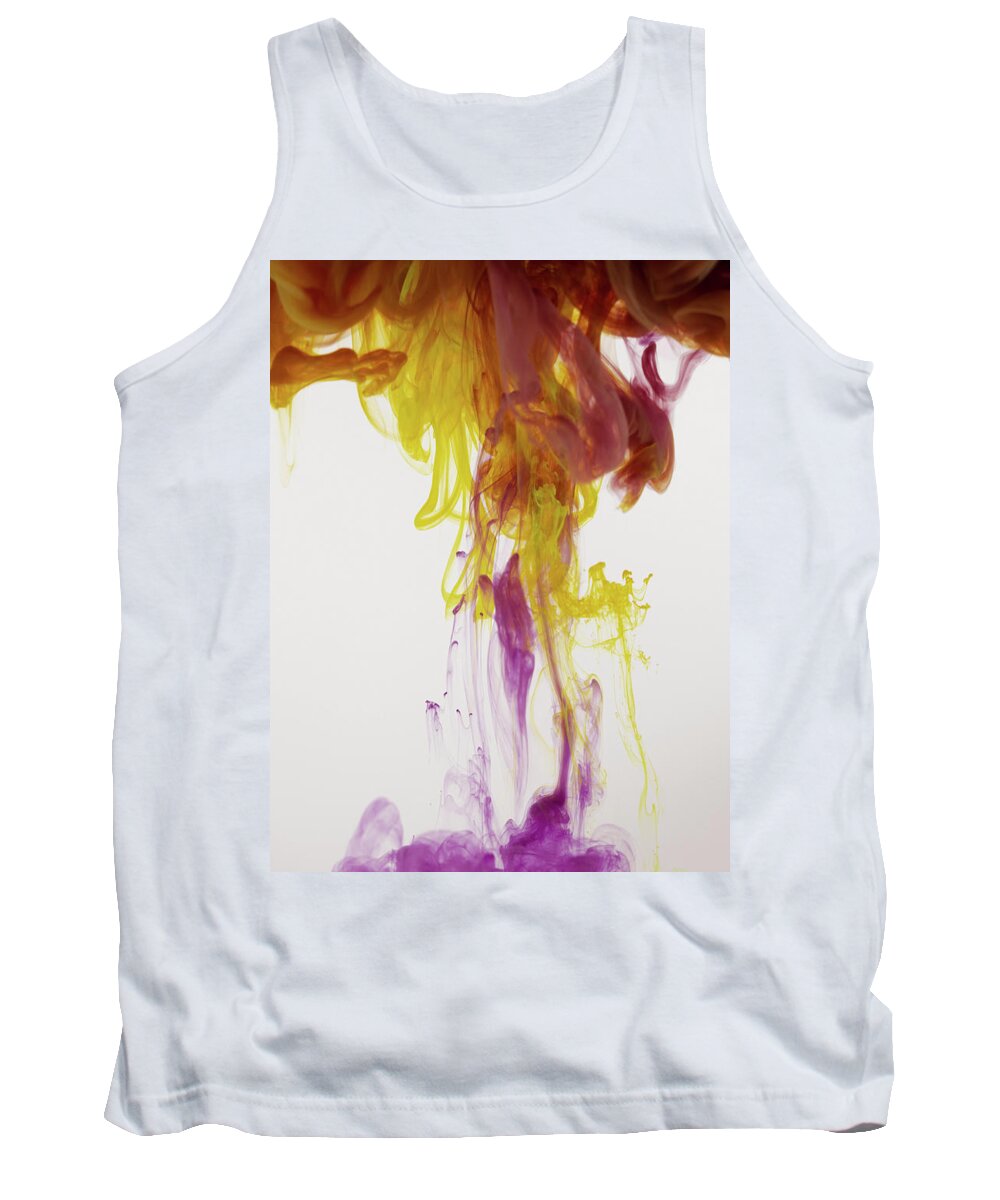 Background Tank Top featuring the digital art Abstract Colorful Smoke on White Background by Marko Stojanovic
